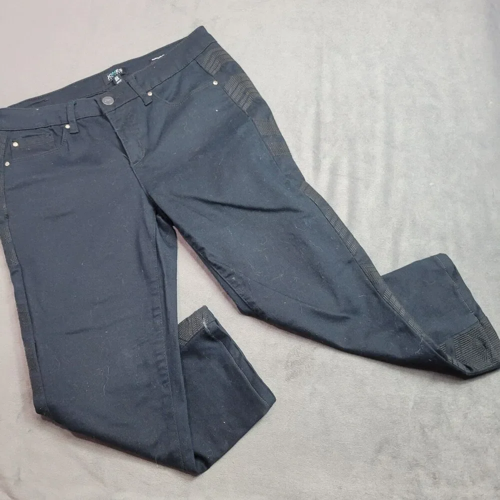 Jones Pants Womens Size‎ 6 Black Embroidery Madison Skinny Crop Control Comfort